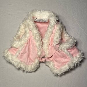 Build-A-Bear Workshop Early 2000s Pink Suede White Faux Fur Trim Vest EUC